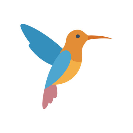 Colorful Cartoon Hummingbird on Black Background Illustration Artのイラスト素材