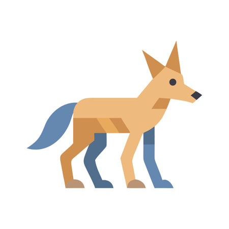 Geometric Coyote Illustration on Black Background, Graphic Designのイラスト素材