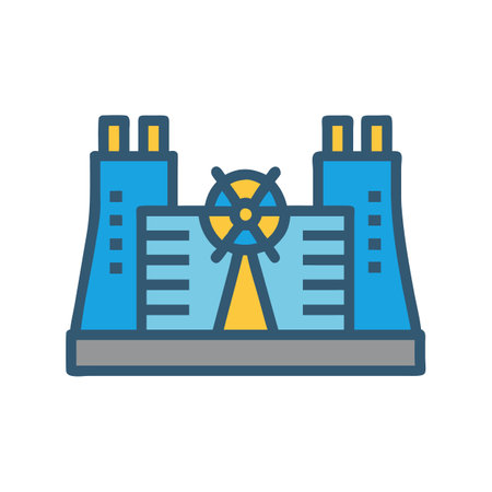 Nuclear power plant icon. Energy, industrial, and environmental conceptのイラスト素材