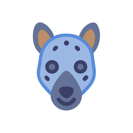 Cute cartoon hyena head icon with black backgroundのイラスト素材