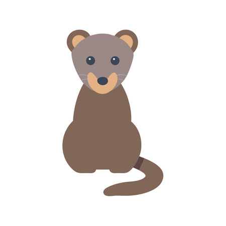 Cute Cartoon Civet Illustration on Black Backgroundのイラスト素材