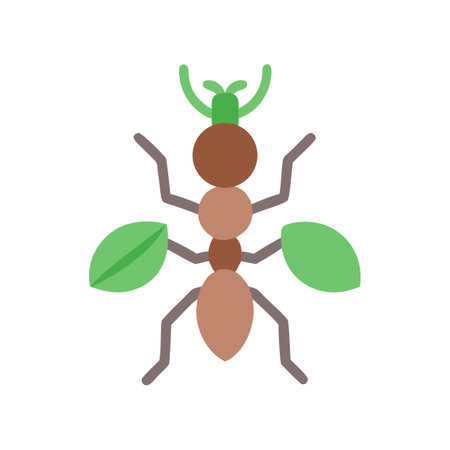Simple cartoon ant with leaves on black backgroundのイラスト素材