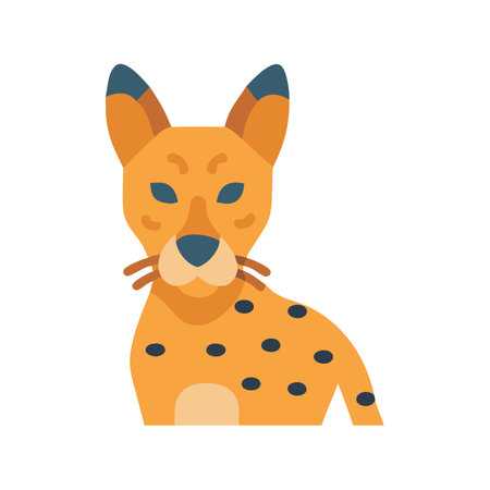 Simple stylized caracal lynx wildcat illustration on black backgroundのイラスト素材