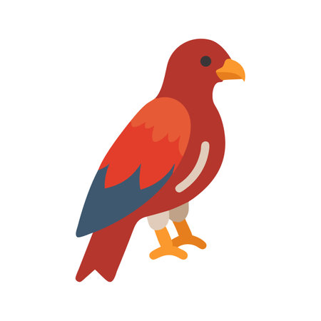 Stylized Red Bird Illustration on Black Background Designのイラスト素材
