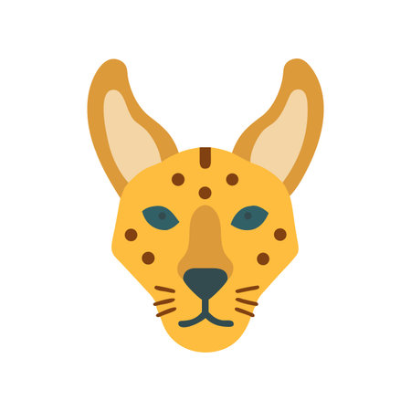 Serval cat face, African wild cat illustration graphicのイラスト素材