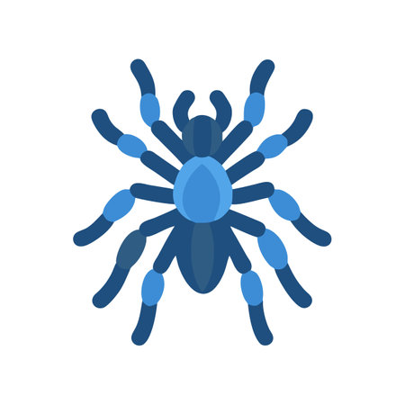Blue Cartoon Tarantula Spider on Black Background Illustrationのイラスト素材