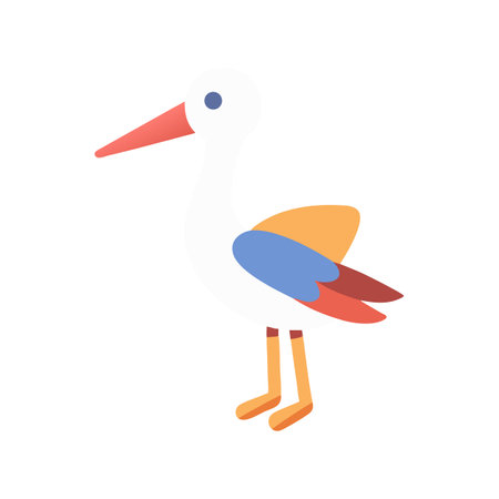 Cartoon Stork Illustration Isolated on Black Backgroundのイラスト素材