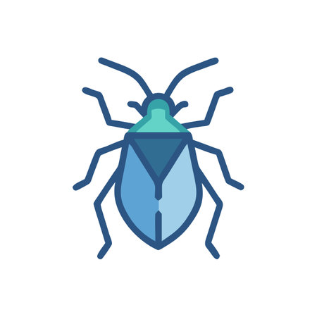 Elegant Blue Stink Bug Insect Icon on Blackのイラスト素材
