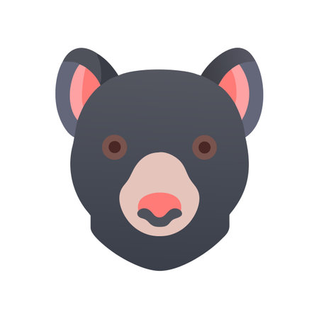 Cartoon Bear Head on Black Background Illustrationのイラスト素材