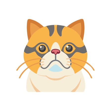 Cartoon Calico Cat Face Isolated on Black Backgroundのイラスト素材