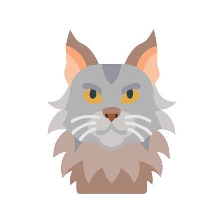 Stylized Gray Cat Illustration with Yellow Eyes on Blackのイラスト素材
