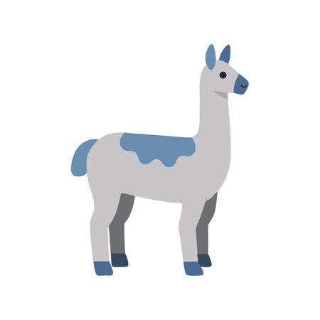 Cartoon Llama Illustration, Animal Drawing, Standing Calmlyのイラスト素材