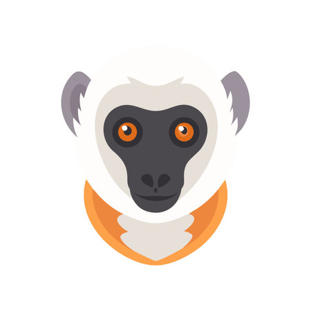 Cartoon illustration of a Coquerel's sifaka lemur face