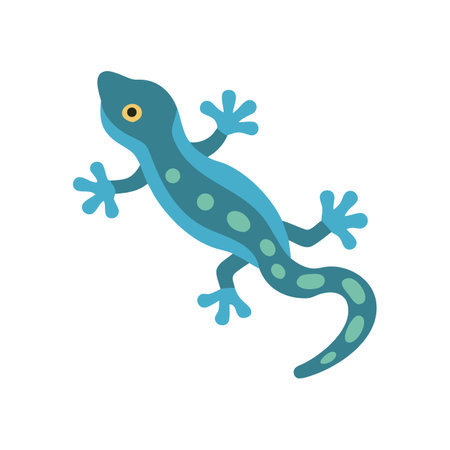 Blue Gecko Cartoon Isolated on Black Background Illustrationのイラスト素材