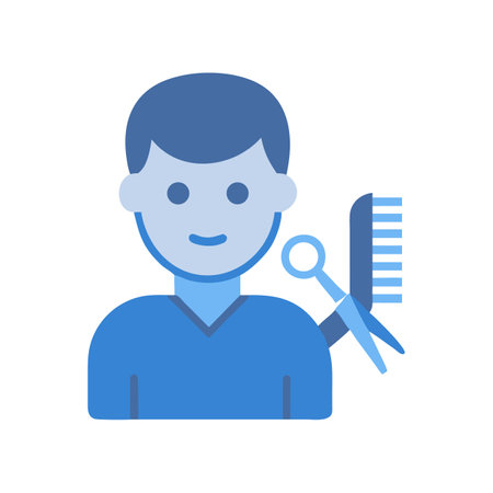 Stylist icon, barber symbol, hairdresser with comb and scissorsのイラスト素材
