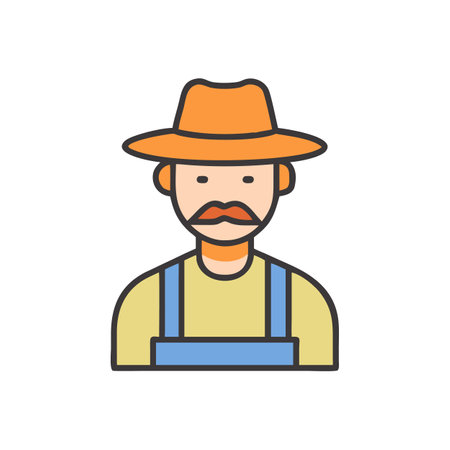 Cartoon Farmer Illustration, Agriculture and Farming Conceptのイラスト素材