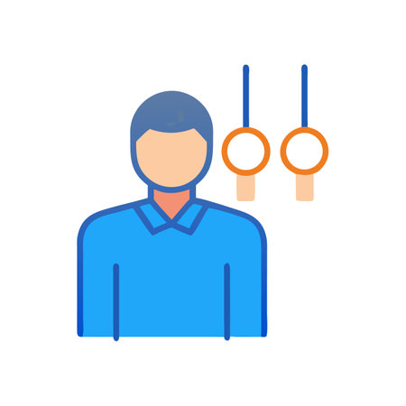 Gymnast with rings exercising fitness, strong isolated designのイラスト素材