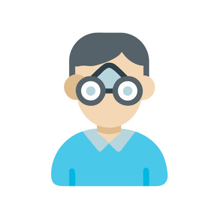Cartoon Character Nerd Boy with Glasses Portrait Illustrationのイラスト素材