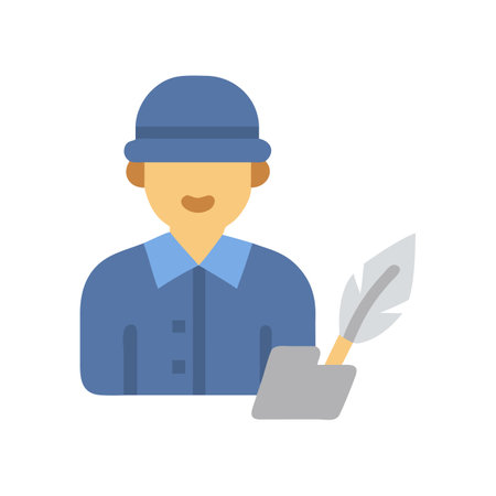 Flat Vector Icon of A Reporter With Quillのイラスト素材