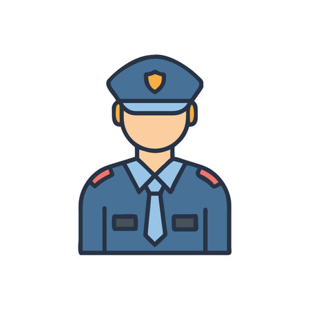 Colorful illustration of policeman with a hat and tieのイラスト素材