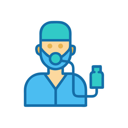 Anesthesiologist icon with mask and intravenous drip.のイラスト素材
