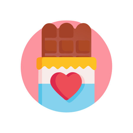 Chocolate Bar with Heart in Circle, Cartoon Styleのイラスト素材