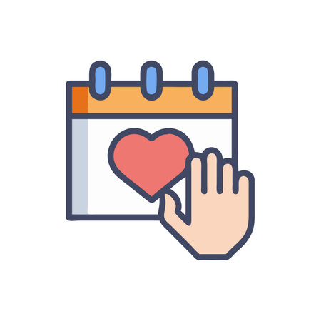 Calendar with Heart and Hand Icon Illustration Vectorのイラスト素材