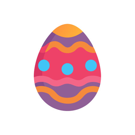 Colorful Decorative Easter Egg Illustration on Black Backgroundのイラスト素材