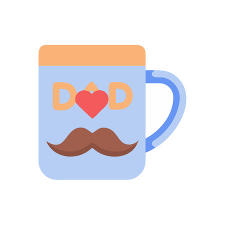 Father's Day Dad Mug with Heart and Mustacheのイラスト素材