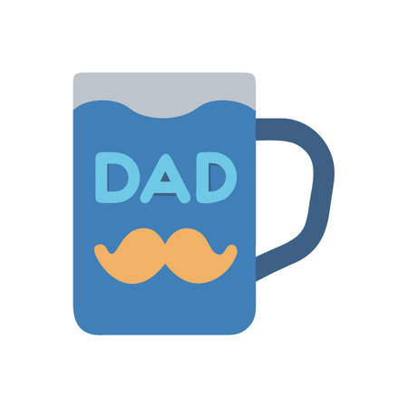 Father's Day mug with mustache on black backgroundのイラスト素材