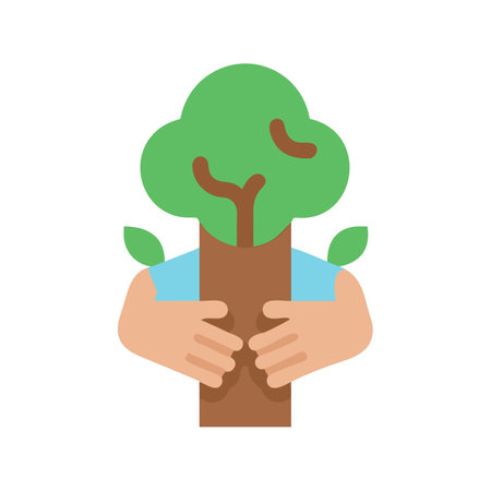 Hug a tree icon, environment, sustainability, ecologyのイラスト素材
