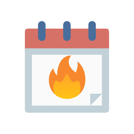Fire icon on calendar, hot deal reminder symbolのイラスト素材