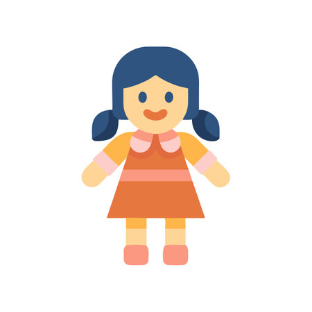 Cartoon girl illustration on black background with pigtailsのイラスト素材