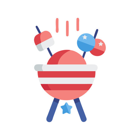 Patriotic BBQ Grill with Skewers for 4th of Julyのイラスト素材