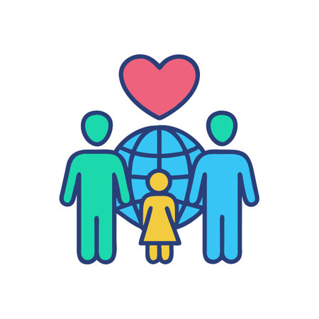 Global Family Love and Unity Pictogram Illustration Iconのイラスト素材