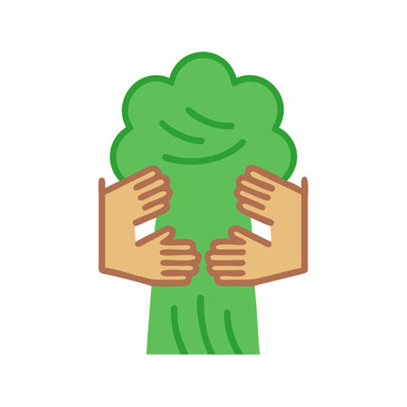 Hugging a tree: environmental conservation and support conceptのイラスト素材