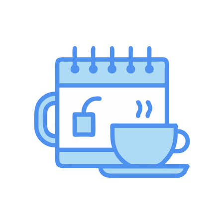 Tea Time Calendar Icon: Planning with a Warm Drinkのイラスト素材