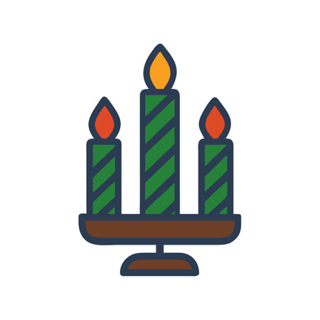 Elegant Three Candles Candelabra Icon on Black Backgroundのイラスト素材