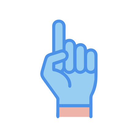 Finger pointing up hand illustration on a black backgroundのイラスト素材