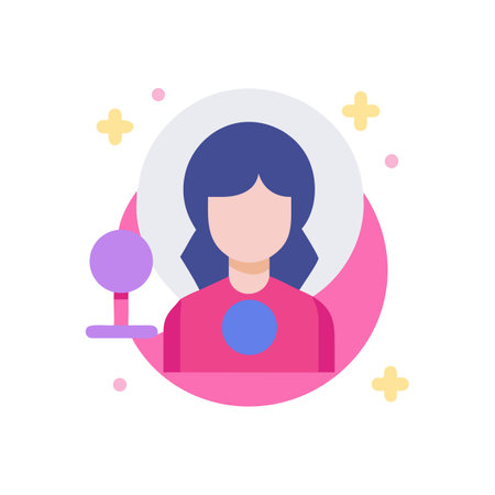 Flat Icon Woman avatar with abstract design elementsのイラスト素材