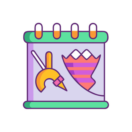 Calendar with Brush and Art, Creativity and Designのイラスト素材