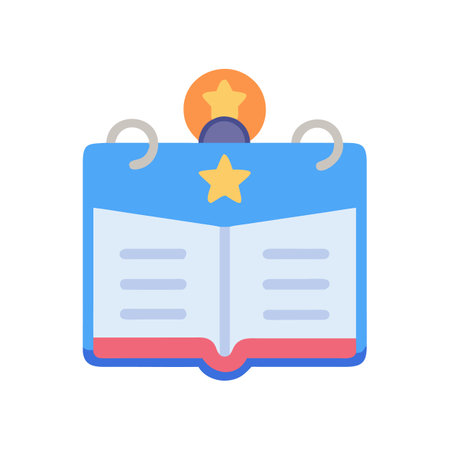 Stylish Blue Notepad Icon with Star Accentsのイラスト素材