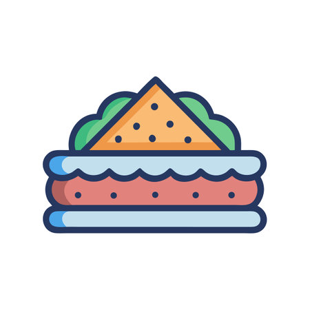 Vector Illustration of a Sandwich on Black Backgroundのイラスト素材