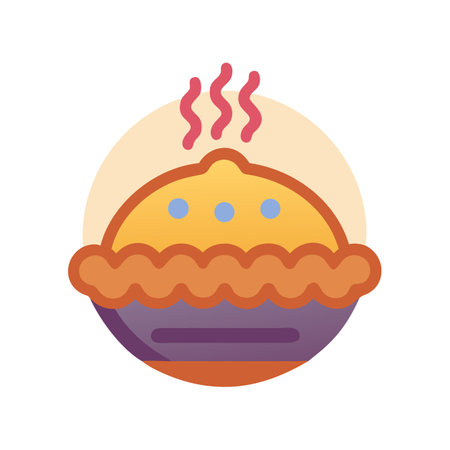 Delicious Homemade Pie Vector Icon with Steaming Toppingのイラスト素材