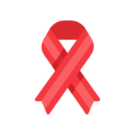 Red ribbon symbol on black background for awareness