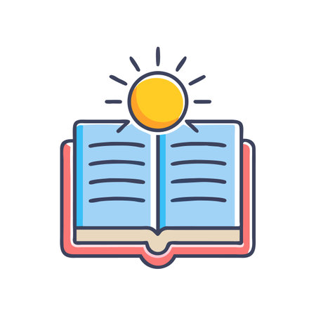 Open book with sun, concept of learning and knowledgeのイラスト素材