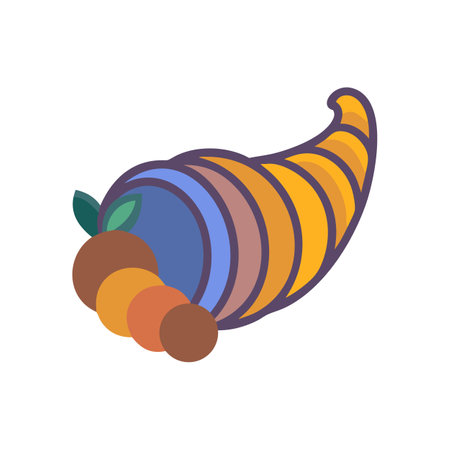 Colorful Cornucopia Horn of Plenty Illustration on Blackのイラスト素材