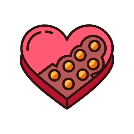 Heart shaped box of chocolates vector illustration iconのイラスト素材