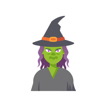 Creepy Cartoon Witch Illustration for Halloween Holidayのイラスト素材