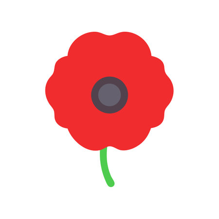 Single red poppy flower remembrance symbol illustration designのイラスト素材